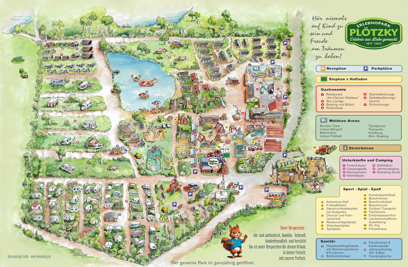 gemalter Übersichtsplan vom Erlebnispark